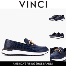 Load image into Gallery viewer, The Milan Navy Croc-Embossed Leather Women Sneaker