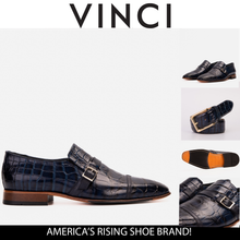 Load image into Gallery viewer, The Strat Single Monk Strap Cap Toe Navy Leather Handmade Men Shoe