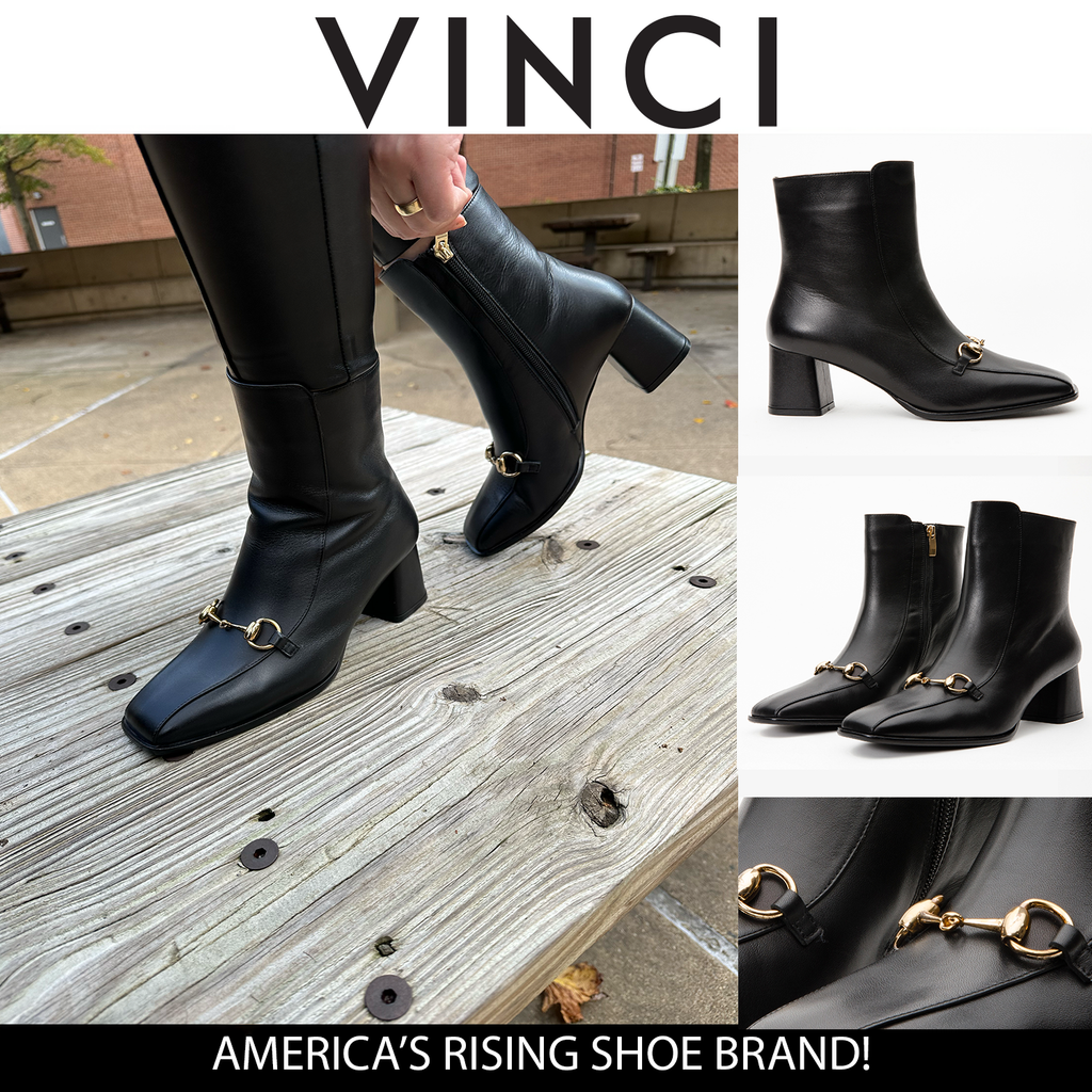 The Bukres Black Leather Block Heel Women Boot
