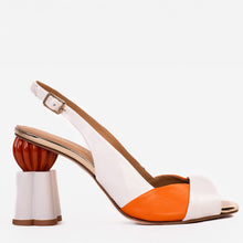 Load image into Gallery viewer, The Rize White Leather Pumpkin Heel Women Sandal