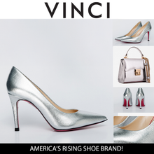 Load image into Gallery viewer, The Ege Silver Leather Pump Fuchsia Sole Women Shoe