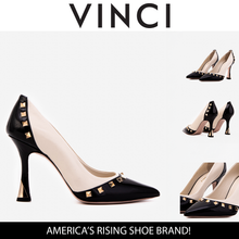 Load image into Gallery viewer, The Bella Vita Studded Beige &amp; Black Leather Pump Women Shoe