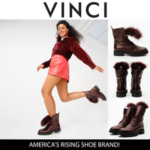 Load image into Gallery viewer, The Kajapati Burgundy Leather Natural Fur Mid Calf Women Boot