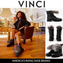 Load image into Gallery viewer, The Kajapati Black Leather Natural Fur Mid Calf Women Boot