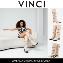 Load image into Gallery viewer, The Gladiator Cream Leather Knee High Women Boot