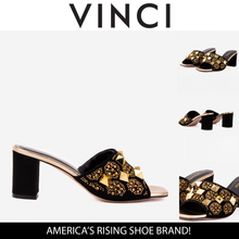 Load image into Gallery viewer, The Chantilly Black Glitter Leather Women Sandal