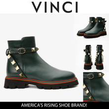 Load image into Gallery viewer, The Prag Green Leather Ankle Women Booto