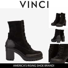 Load image into Gallery viewer, The Elera Black Leather Block Heel Women Boot