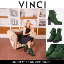 Load image into Gallery viewer, The Elera Green Leather Block Heel Women Boot