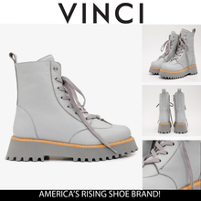 Load image into Gallery viewer, The Yildiz Gray Leather Lace-Up Ankle Women Boot With a Side Zipper