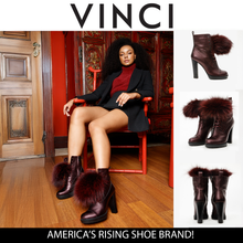 Load image into Gallery viewer, The Melo Burgundy Leather Natural Mid Calf Platform Heel Women Boot