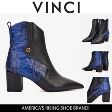 Load image into Gallery viewer, The Saturn Sax Blue Pythn Leather Block Heel  Women Boot