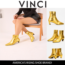 Load image into Gallery viewer, The Golden Glow Gold Leather Kitten Heel Women Boot