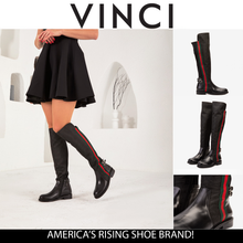 Load image into Gallery viewer, The Gallant Black Leather Knee-High Boot