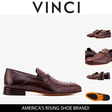 Load image into Gallery viewer, The Viper Brown Python Skin Leather Bit Loafer Men Shoe