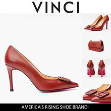 Load image into Gallery viewer, The Maneadero Dark Red Leather Pump Fuchsia Sole Women Shoe