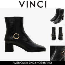 Load image into Gallery viewer, The Windsor Black Leather Block Heel Women Boot