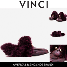 Load image into Gallery viewer, The Izmir Burgundy  Patent Leather Natural Fur Women Slipper