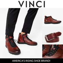 Load image into Gallery viewer, The Houston Leather Burgundy Lace-Up Casual Men Boot with a Zipper