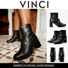 Load image into Gallery viewer, The Luksor Black Leather Block Heel Women Boot