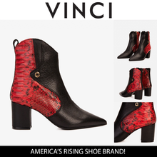 Load image into Gallery viewer, The Saturn Red Pythn Leather Block Heel Women Boot