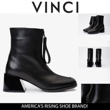 Load image into Gallery viewer, The Tackle Black Leather Block Heel Women Boot
