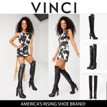 Load image into Gallery viewer, The Sao Paulo Black Leather Knee High Platform Heel Women Boot