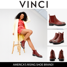 Load image into Gallery viewer, The Vuvulane Burgundy Spike Leather Ankle Women  Boot