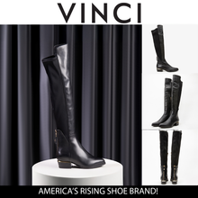 Load image into Gallery viewer, The Fairoks Black Leather Pointy Toe Knee High Women Boot