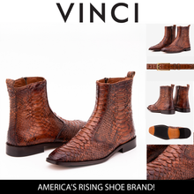 Load image into Gallery viewer, The Boss Tan Pythn Snk Zip-Up Leather Men Boot Limited Edition