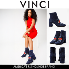 Load image into Gallery viewer, The Luksor Navy Blue Suede Leather Block Heel Women Boot