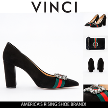 Load image into Gallery viewer, The Afega Black Suede Leather Block Heel Pump Women Shoe