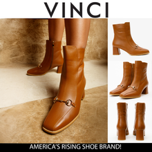 Load image into Gallery viewer, The Bukres Tan Leather Block Heel Mid Calf Women Boot