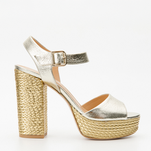 Load image into Gallery viewer, The Tampico Platform Heel Gold Leather Women Sandal