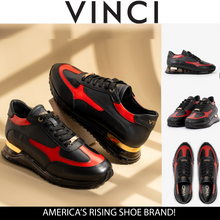 Load image into Gallery viewer, The Arda Black &amp; Red Leather Men Sneaker