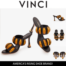 Load image into Gallery viewer, The Eclipse Black &amp; Gold Leather Women Sandal
