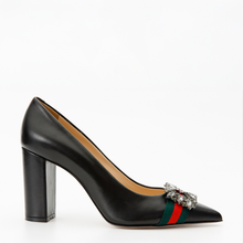 Load image into Gallery viewer, The Afega Black Leather Block Heel Pump Women Shoe