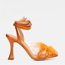 Load image into Gallery viewer, The Siena Orange Leather Ankle Strap Plumed Women Sandal Final Sale!