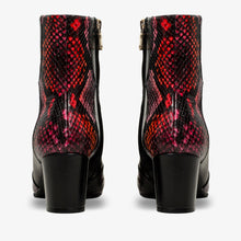 Load image into Gallery viewer, Gray Black &amp; Fuchsia Leather Block Heel Women Boot