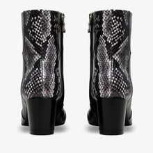 Load image into Gallery viewer, The Gray Black &amp; White Leather Block Heel Women Boot