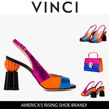 Load image into Gallery viewer, The Rize Multicolor Pumpkin Heel Leather Women Sandal