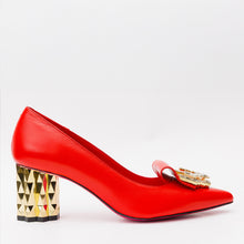 Load image into Gallery viewer, The Love Red Leather Block Heel Pump Women Shoe