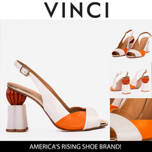 Load image into Gallery viewer, The Rize White Leather Pumpkin Heel Women Sandal