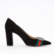 Load image into Gallery viewer, The Afega Black Suede Leather Block Heel Pump Women Shoe