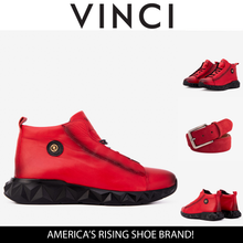 Load image into Gallery viewer, The Vertex Red Leather Men's Sneaker