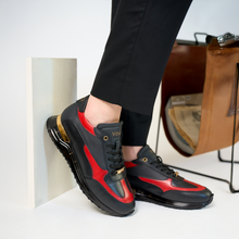 Load image into Gallery viewer, The Arda Black &amp; Red Leather Men Sneaker