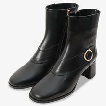 Load image into Gallery viewer, The Windsor Black Leather Block Heel Women Boot
