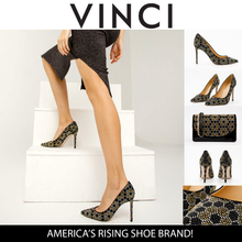 Load image into Gallery viewer, The Bolu Black &amp; Gold Glitter Leather Pump Women Shoe