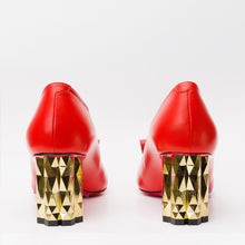 Load image into Gallery viewer, The Love Red Leather Block Heel Pump Women Shoe