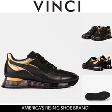 Load image into Gallery viewer, The Rialto Black &amp; Gold Leather Men Sneaker